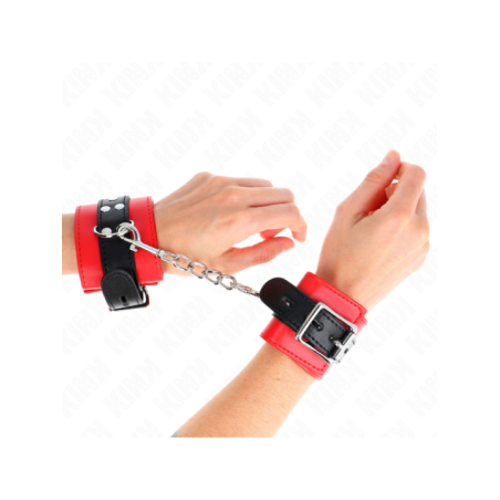 KINK - APPUI-POIGNETS ROUGE AVEC CEINTURE NOIRE RÉGLABLE 17-28 CM X 6 CM