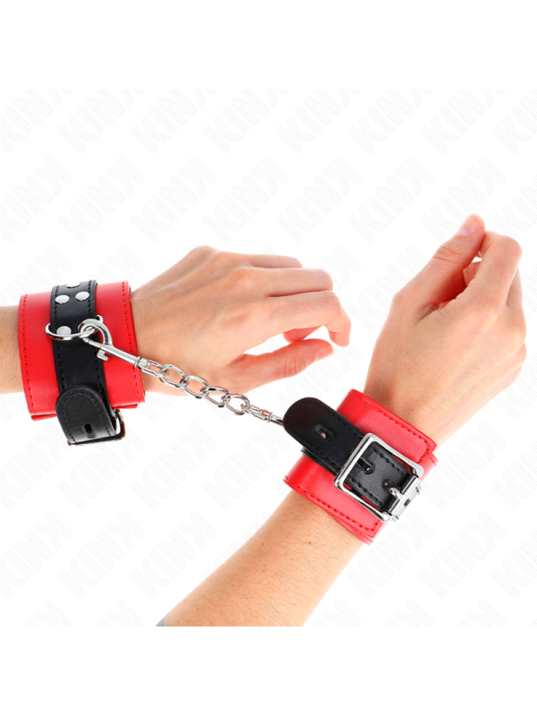 KINK - APPUI-POIGNETS ROUGE AVEC CEINTURE NOIRE RÉGLABLE 17-28 CM X 6 CM