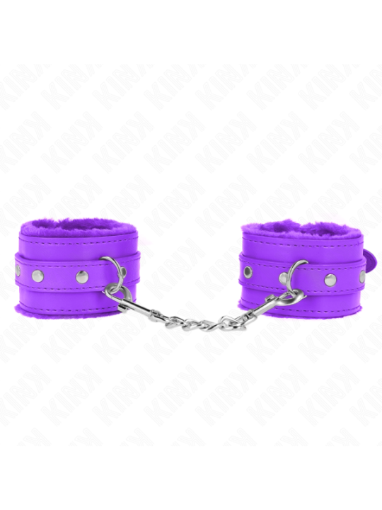 KINK - APPUI-POIGNETS DOUBLÉS DE FOURRURE PREMIUM VIOLET AVEC CEINTURE VIOLET AJUSTABLE 17-29 CM X 6 CM