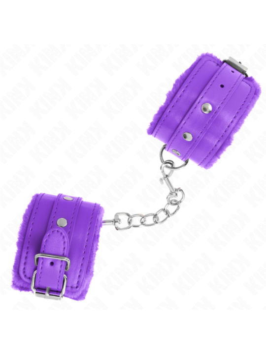 KINK - APPUI-POIGNETS DOUBLÉS DE FOURRURE PREMIUM VIOLET AVEC CEINTURE VIOLET AJUSTABLE 17-29 CM X 6 CM
