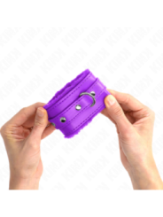 KINK - APPUI-POIGNETS DOUBLÉS DE FOURRURE PREMIUM VIOLET AVEC CEINTURE VIOLET AJUSTABLE 17-29 CM X 6 CM