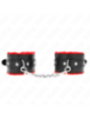 KINK - APPUI-POIGNETS DOUBLÉS DE FOURRURE PREMIUM ROUGE AVEC CEINTURE NOIRE RÉGLABLE 17-29 CM X 6 CM