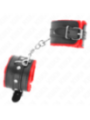 KINK - APPUI-POIGNETS DOUBLÉS DE FOURRURE PREMIUM ROUGE AVEC CEINTURE NOIRE RÉGLABLE 17-29 CM X 6 CM