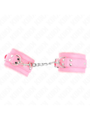 KINK - APPUI-POIGNETS DOUBLÉS DE FOURRURE ROSE AVEC CEINTURE ROSE RÉGLABLE 17-29 CM X 6 CM