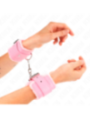 KINK - APPUI-POIGNETS DOUBLÉS DE FOURRURE ROSE AVEC CEINTURE ROSE RÉGLABLE 17-29 CM X 6 CM