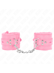 KINK - APPUI-POIGNETS DOUBLÉS DE FOURRURE AVEC TROUS CARRÉS ROSE ET CEINTURE ROSE RÉGLABLE 17-29 CM X 6 CM