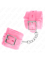 KINK - APPUI-POIGNETS DOUBLÉS DE FOURRURE AVEC TROUS CARRÉS ROSE ET CEINTURE ROSE RÉGLABLE 17-29 CM X 6 CM