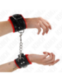 KINK - APPUI-POIGNETS DOUBLÉS DE FOURRURE AVEC TROUS CARRÉS CEINTURE ROUGE ET NOIRE RÉGLABLE 17-29 CM X 6 CM