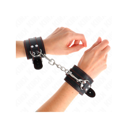 KINK - APPUI-POIGNETS NOIR AVEC DOUBLURE ROUGE RÉGLABLE 20-28 CM X 5,5 CM