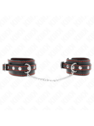 KINK - PETITES RETENUES-POIGNETS NOIRES AVEC DOUBLURE ROUGE RÉGLABLE 14-24 CM X 3,5 CM