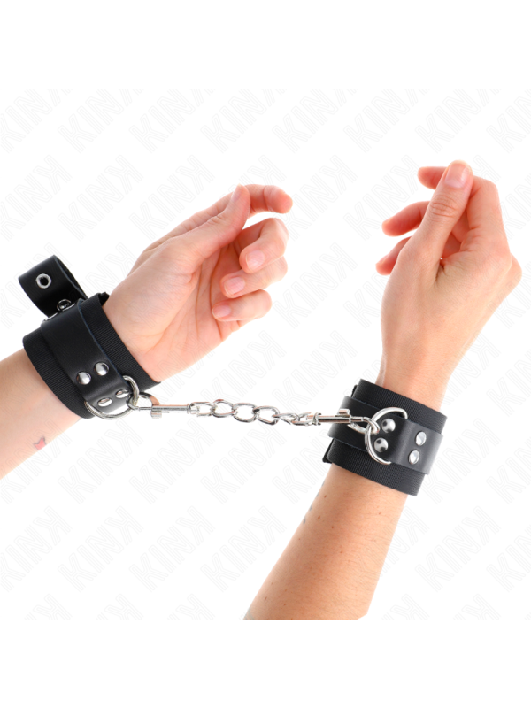 KINK - APPUI-POIGNETS EN NYLON NOIR AVEC CEINTURE EN CUIR NOIR AJUSTABLE 19-29 CM X 5,1 CM