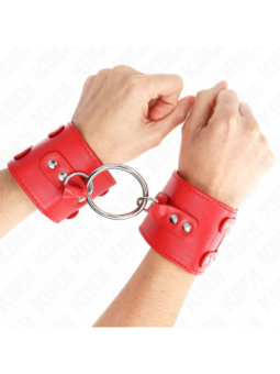 KINK - APPUI-POIGNETS FIXES AVEC ANNEAU ET CLOUS RÉGLABLES ROUGE 17-22 CM X 6,5 CM
