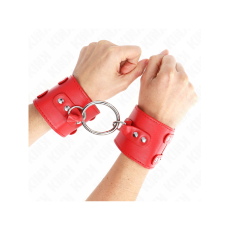KINK - APPUI-POIGNETS FIXES AVEC ANNEAU ET CLOUS RÉGLABLES ROUGE 17-22 CM X 6,5 CM