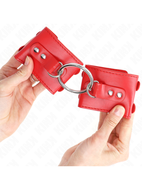 KINK - APPUI-POIGNETS FIXES AVEC ANNEAU ET CLOUS RÉGLABLES ROUGE 17-22 CM X 6,5 CM