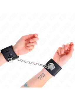 KINK - APPUI-POIGNETS FIXES AVEC CHAÎNE 30 CM ET FERMETURE PAR CADENAS NOIR RÉGLABLE 16-23 CM X 5,5 CM