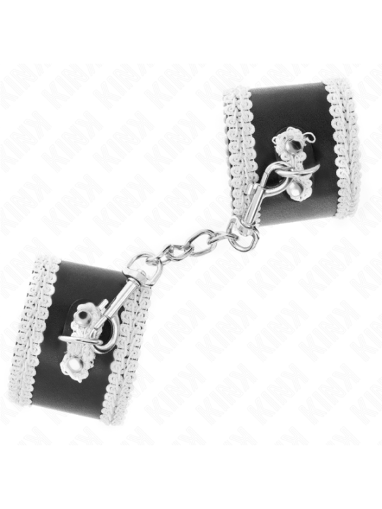 KINK - APPUI-POIGNETS NOIR AVEC DENTELLE DÉCORÉE BLANCHE RÉGLABLE 20-23 CM X 5,5 CM