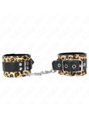 KINK - RETENUE-POIGNET EN CUIR VRAI LÉOPARD RÉGLABLE 18-29 CM X 5,5 CM