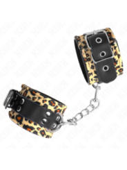 KINK - RETENUE-POIGNET EN CUIR VRAI LÉOPARD RÉGLABLE 18-29 CM X 5,5 CM