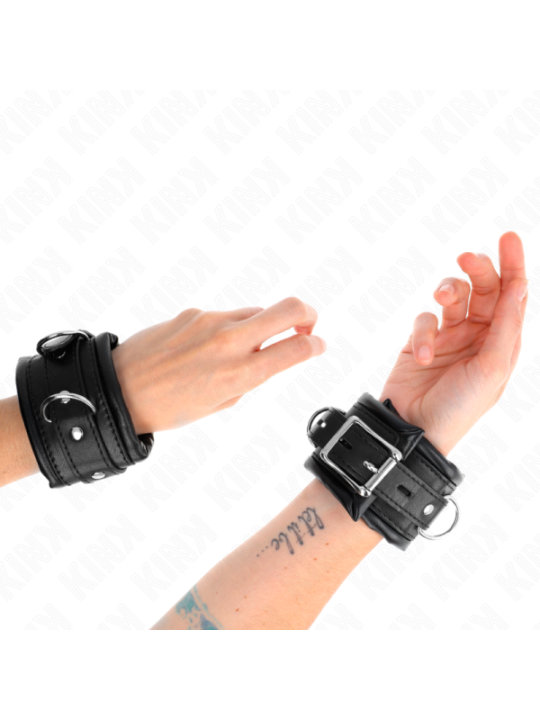 KINK - APPUI-POIGNETS LOURDS DOUBLÉS DE FOURRURE NOIRE RÉGLABLES 20-30 CM X 6 CM