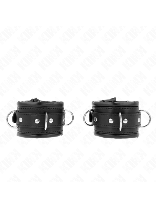 KINK - APPUI-POIGNETS LOURDS DOUBLÉS DE FOURRURE NOIRE RÉGLABLES 20-30 CM X 6 CM