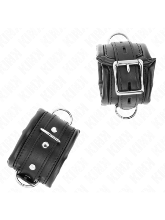 KINK - APPUI-POIGNETS LOURDS DOUBLÉS DE FOURRURE NOIRE RÉGLABLES 20-30 CM X 6 CM