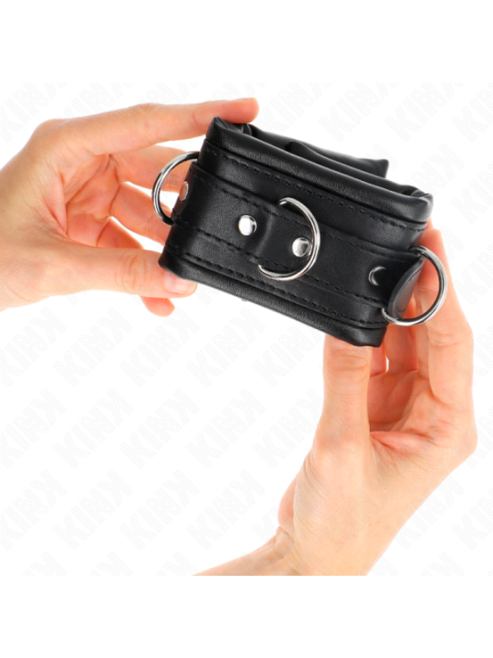 KINK - APPUI-POIGNETS LOURDS DOUBLÉS DE FOURRURE NOIRE RÉGLABLES 20-30 CM X 6 CM