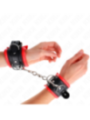KINK - APPUI-POIGNETS LOURDS DOUBLÉS DE FOURRURE ROUGE AJUSTABLES 20-30 CM X 6 CM