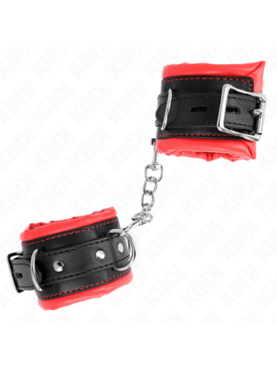 KINK - APPUI-POIGNETS LOURDS DOUBLÉS DE FOURRURE ROUGE AJUSTABLES 20-30 CM X 6 CM