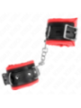 KINK - APPUI-POIGNETS LOURDS DOUBLÉS DE FOURRURE ROUGE AJUSTABLES 20-30 CM X 6 CM