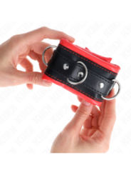 KINK - APPUI-POIGNETS LOURDS DOUBLÉS DE FOURRURE ROUGE AJUSTABLES 20-30 CM X 6 CM