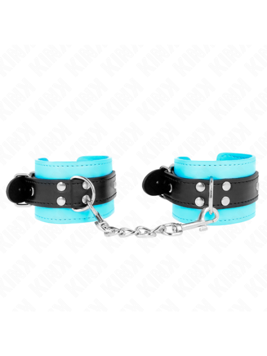 KINK - APPAREILS-POIGNETS À CROCHET DOUBLÉS DE FOURRURE BLEU AJUSTABLES 20-28 CM X 5,5 CM