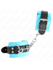 KINK - APPAREILS-POIGNETS À CROCHET DOUBLÉS DE FOURRURE BLEU AJUSTABLES 20-28 CM X 5,5 CM