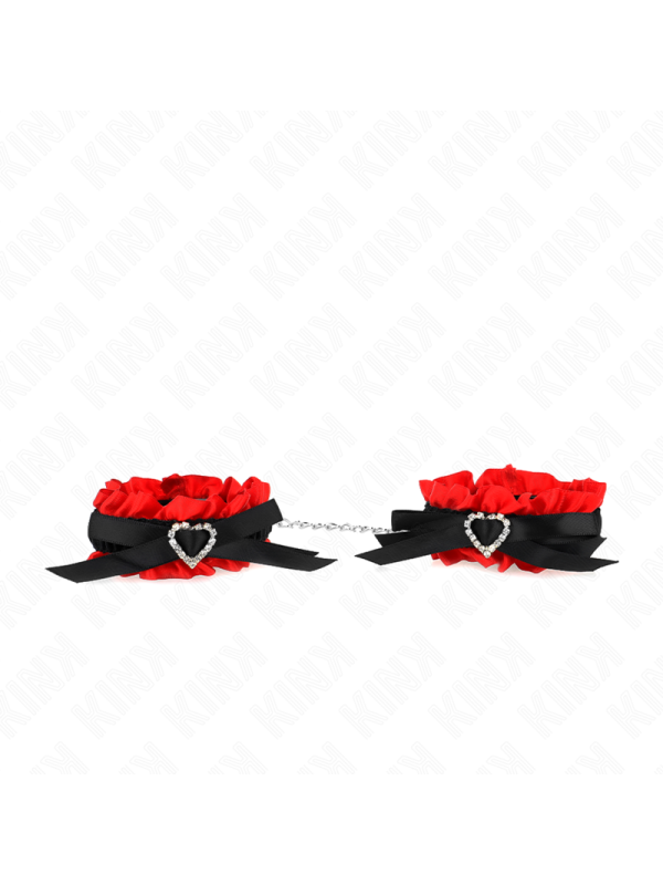 KINK - ATTENTES-POIGNETS ÉLASTIQUES EN DENTELLE DÉTAILS COEUR ROUGE RÉGLABLES 22-35 CM