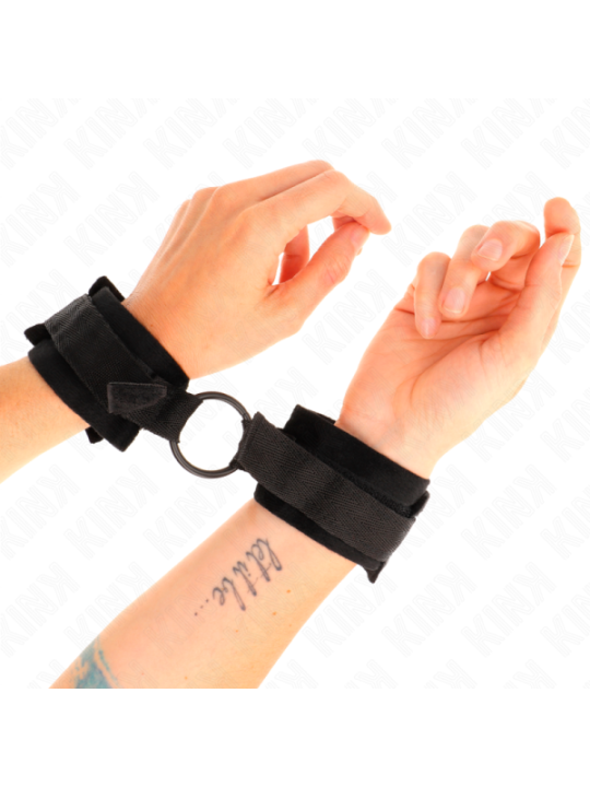 KINK - MANCHETTES DÉBUTANT FOURRURE 25 CM AVEC O-RING 4 CM NOIR AJUSTABLE 15-25 CM