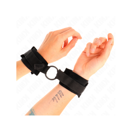 KINK - MANCHETTES DÉBUTANT FOURRURE 25 CM AVEC O-RING 4 CM NOIR AJUSTABLE 15-25 CM