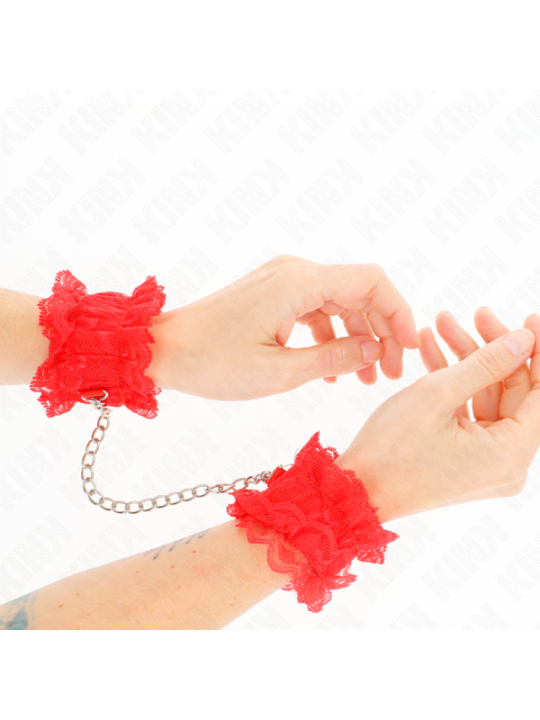 KINK - ATTENTES-POIGNETS ÉLASTIQUES EN DENTELLE ROUGE