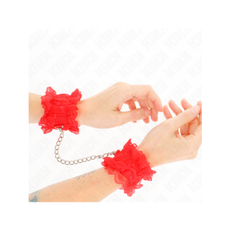KINK - ATTENTES-POIGNETS ÉLASTIQUES EN DENTELLE ROUGE