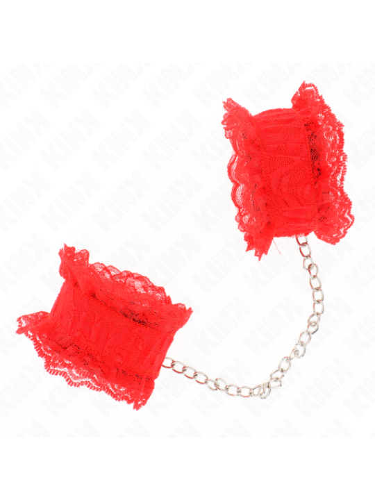 KINK - ATTENTES-POIGNETS ÉLASTIQUES EN DENTELLE ROUGE