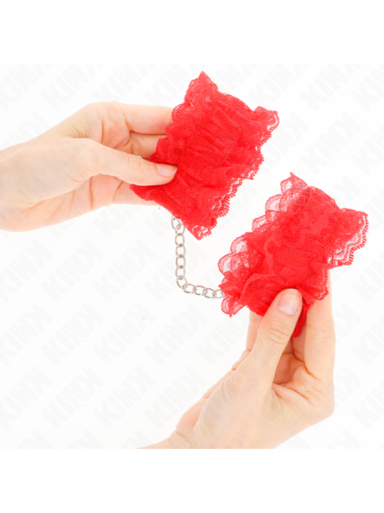 KINK - ATTENTES-POIGNETS ÉLASTIQUES EN DENTELLE ROUGE