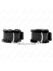 KINK - APPUI-POIGNETS DOUBLÉS DE FOURRURE NOIR AJUSTABLE 17-31 CM X 7 CM