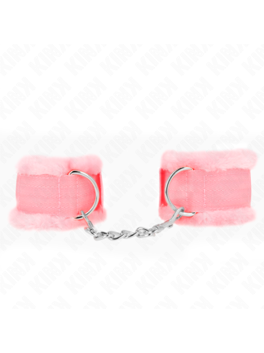 KINK - APPUI-POIGNETS DOUBLÉS DE FOURRURE ROSE RÉGLABLE 17-31 CM X 7 CM