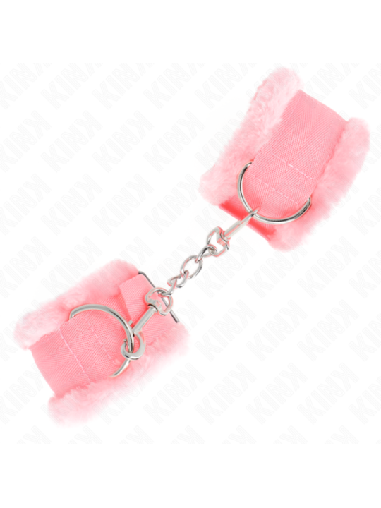 KINK - APPUI-POIGNETS DOUBLÉS DE FOURRURE ROSE RÉGLABLE 17-31 CM X 7 CM