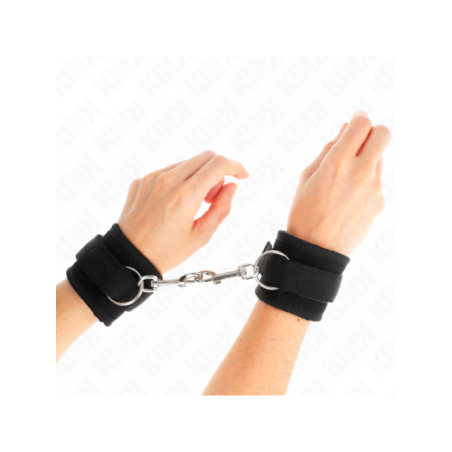 KINK - APPAREILS-POIGNETS À CROCHET ET BOUCLE EN NYLON NOIR MODÈLE 2 RÉGLABLE 18-35 CM X 6 CM