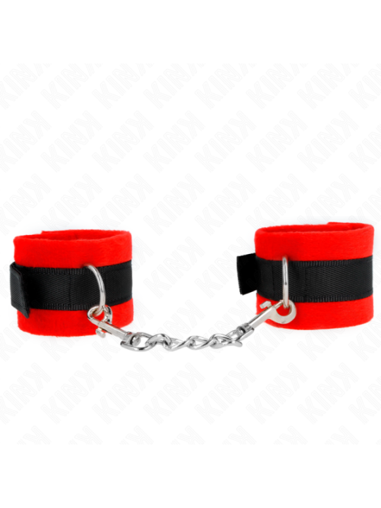 KINK - MANCHETTES DÉBUTANT EN FOURRURE NOIR-ROUGE 30 X 7 CM