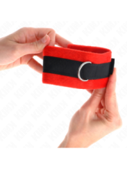 KINK - MANCHETTES DÉBUTANT EN FOURRURE NOIR-ROUGE 30 X 7 CM