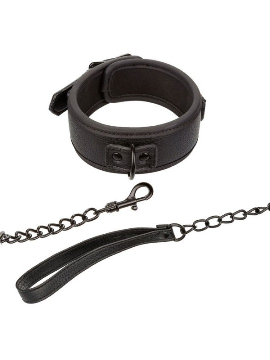 CALEXOTICS - NOCTURNAL COLLIER ET LAISSE EN CUIR RÉGLABLE NOIR
