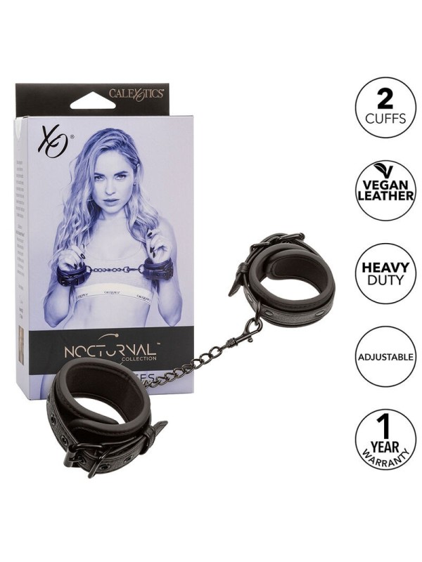 CALEXOTICS - NOCTURNAL POIGNETS EN CUIR RÉGLABLES NOIRS