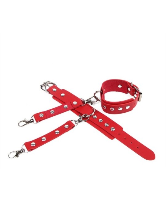 SUBBLIME - 953706 MENOTTES AVEC CEINTURE DE BONDAGE ROUGE TAILLE UNIQUE