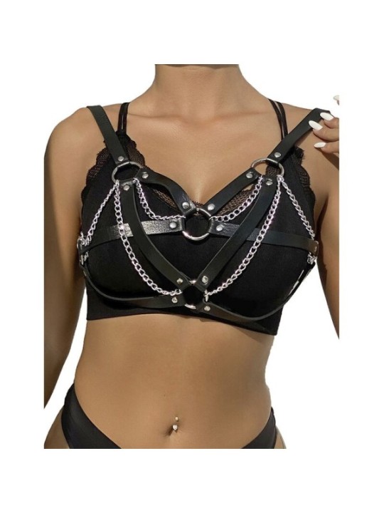 SUBBLIME - 953713 CEINTURE PUNK BONDAGE BOUCLE MÉTAL NOIRE TAILLE UNIQUE