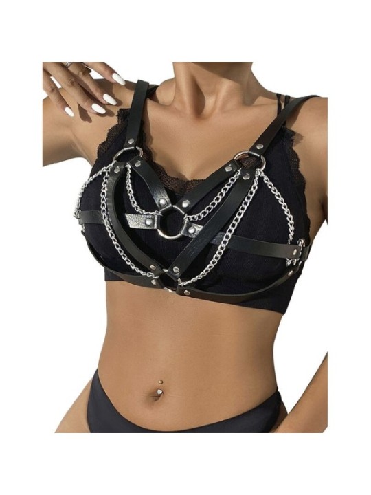 SUBBLIME - 953713 CEINTURE PUNK BONDAGE BOUCLE MÉTAL NOIRE TAILLE UNIQUE
